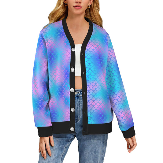 Mermaid Scales Pattern Print Design 04 Women's Cardigan
