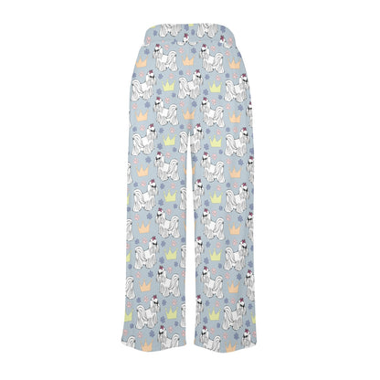 Maltese Pattern Print Design 04 Women's Wide Leg Lounge Pants