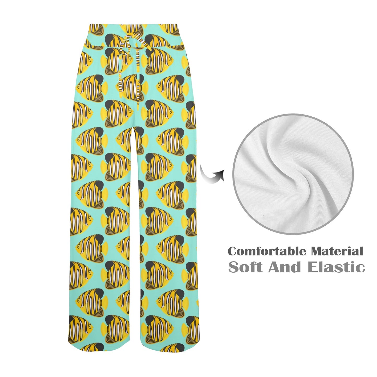 Angelfish Print Design LKS402 Women's Wide Leg Lounge Pants