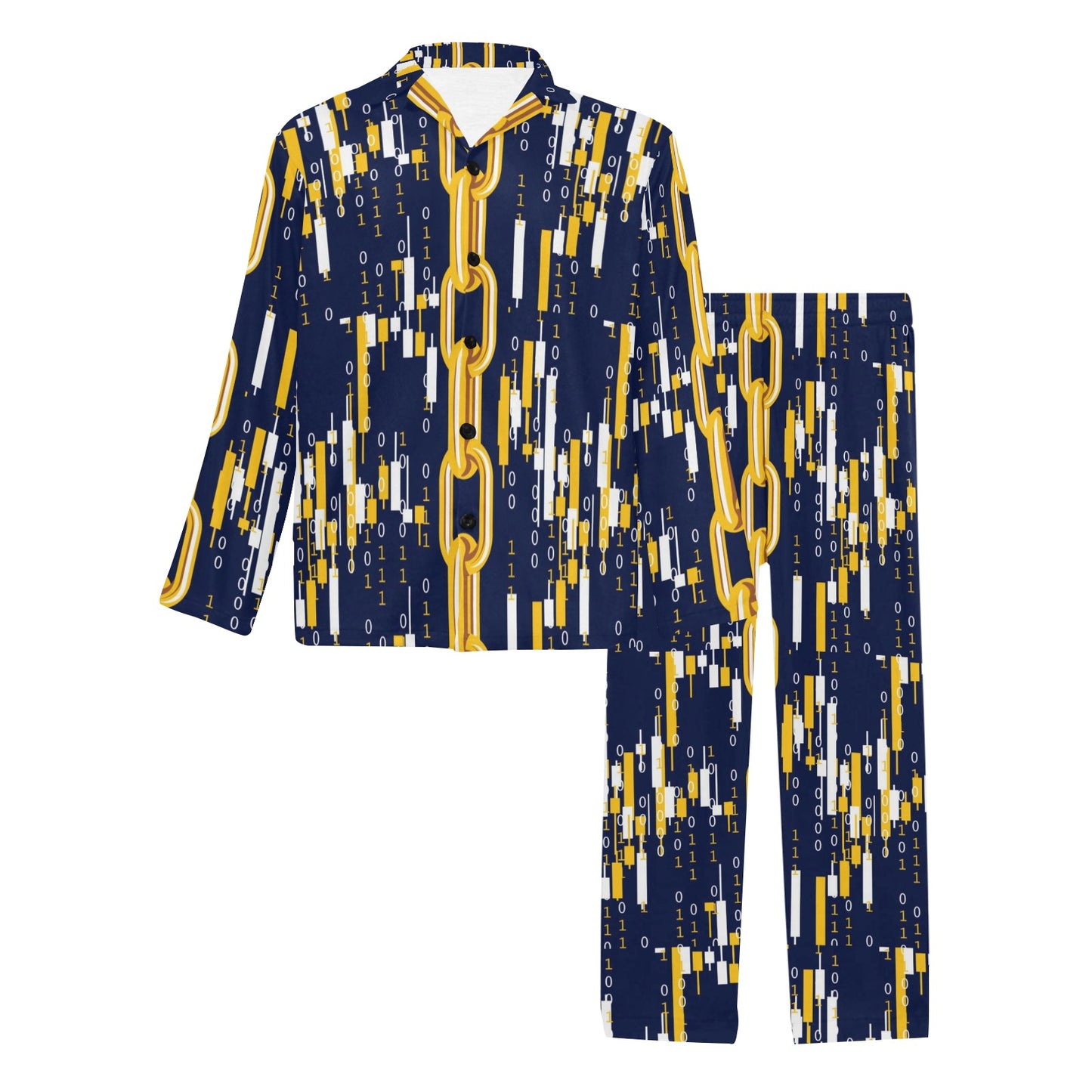 Cryptocurrency Chain Pattern Print Design 03 Men's Long Pajama Set