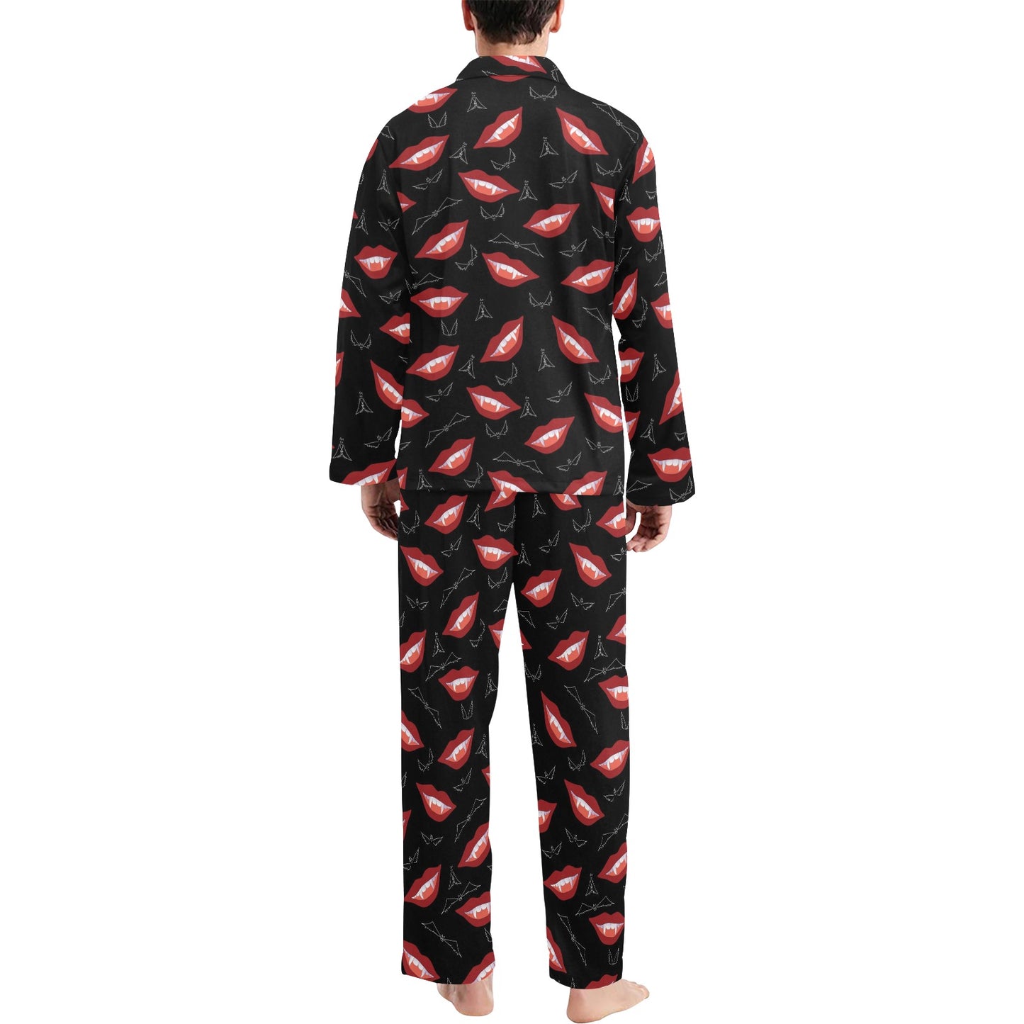 Vampire Lips Print Design LKS301 Men's Long Pajama Set