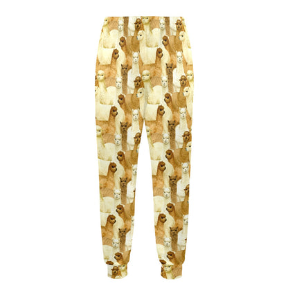 Alpaca Watercolor Design Themed Print Men's Casual Track Pants