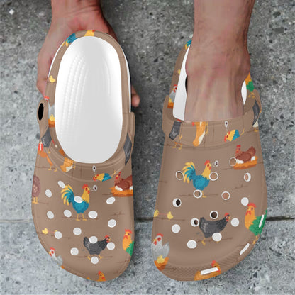 Chicken Happy Print Pattern Unisex Clogs Shoes