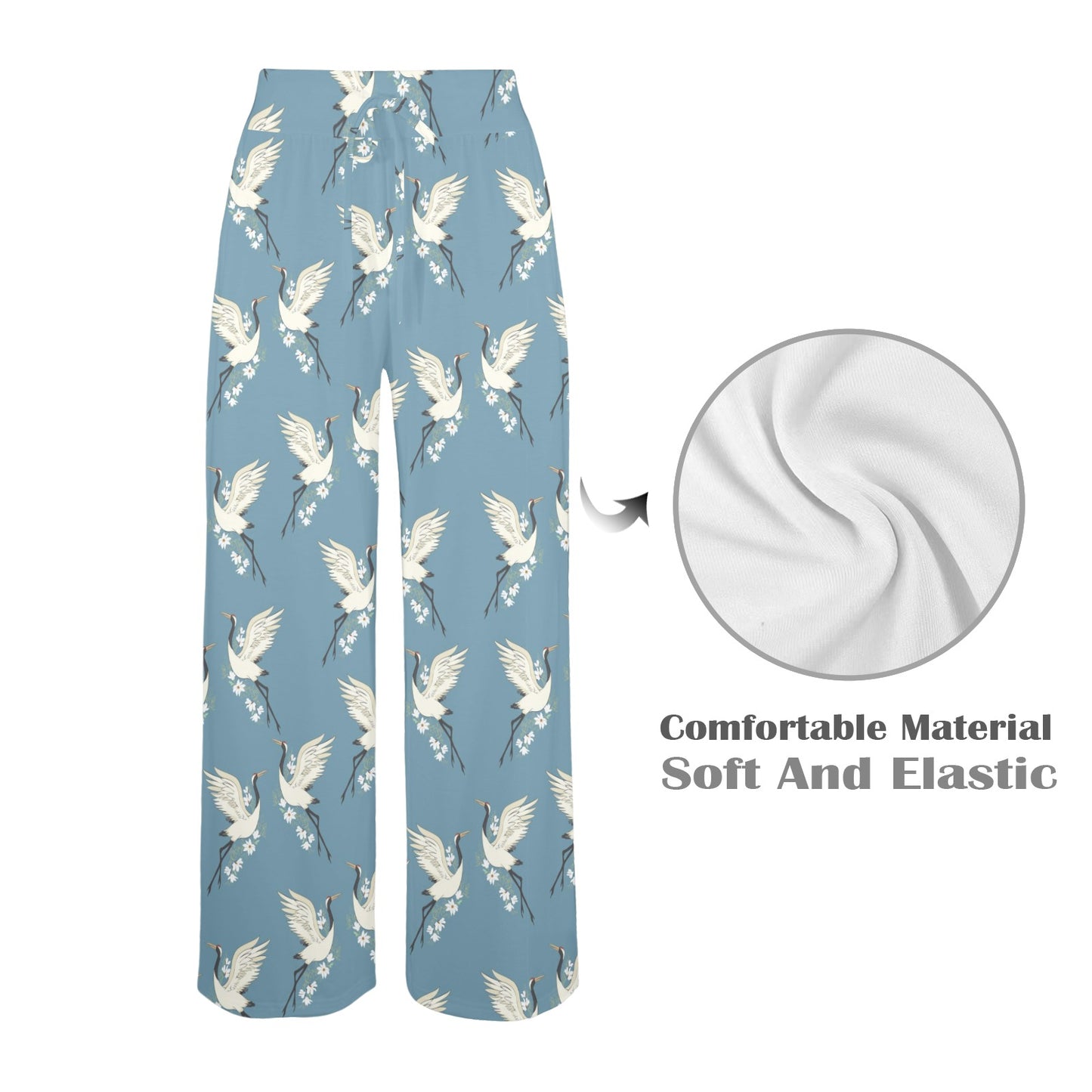 Crane Pattern Print Design 05 Women's Wide Leg Lounge Pants