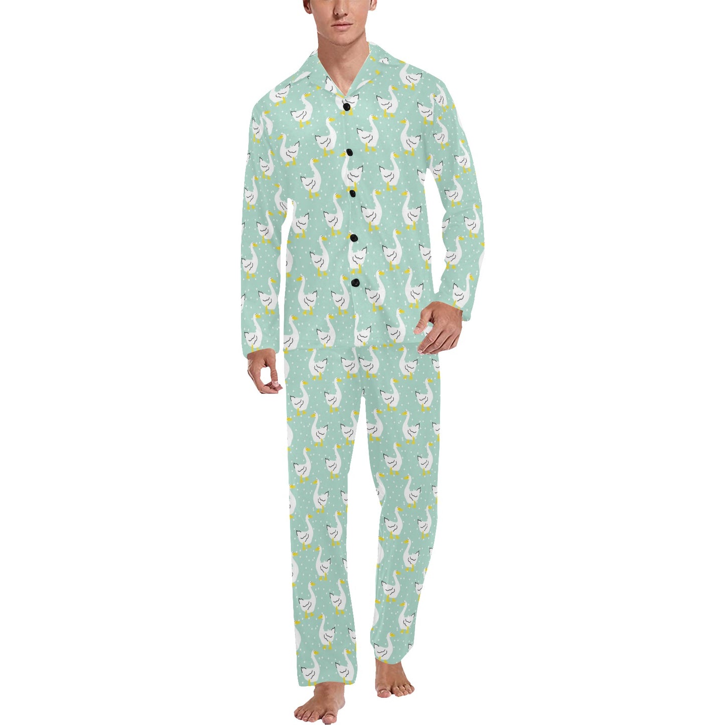 Goose Print Design LKS404 Men's Long Pajama Set