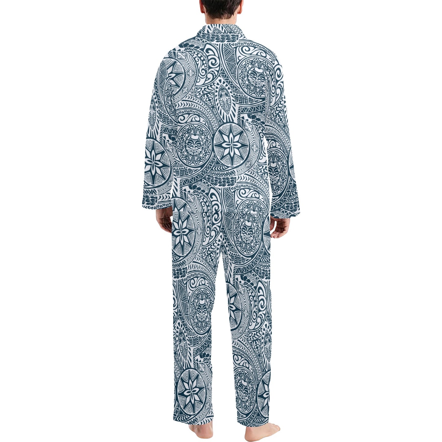 Samoan Pattern Print Design LKS306 Men's Long Pajama Set
