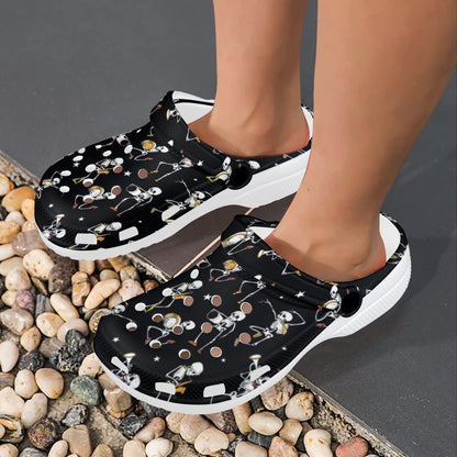 Skeleton Dance Print Unisex Clogs Shoes