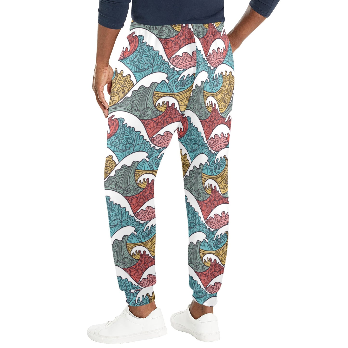 Tribal Wave Pattern Print Men's Casual Track Pants