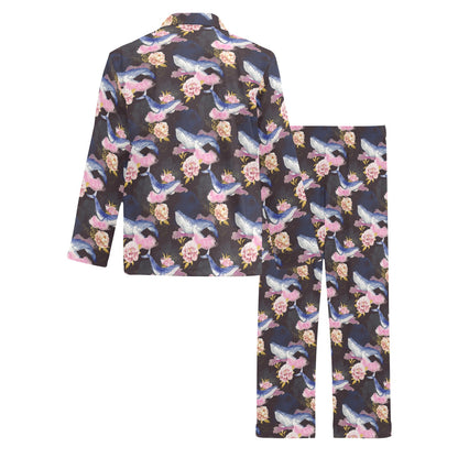 Blue Whale Print Design LKS401 Men's Long Pajama Set