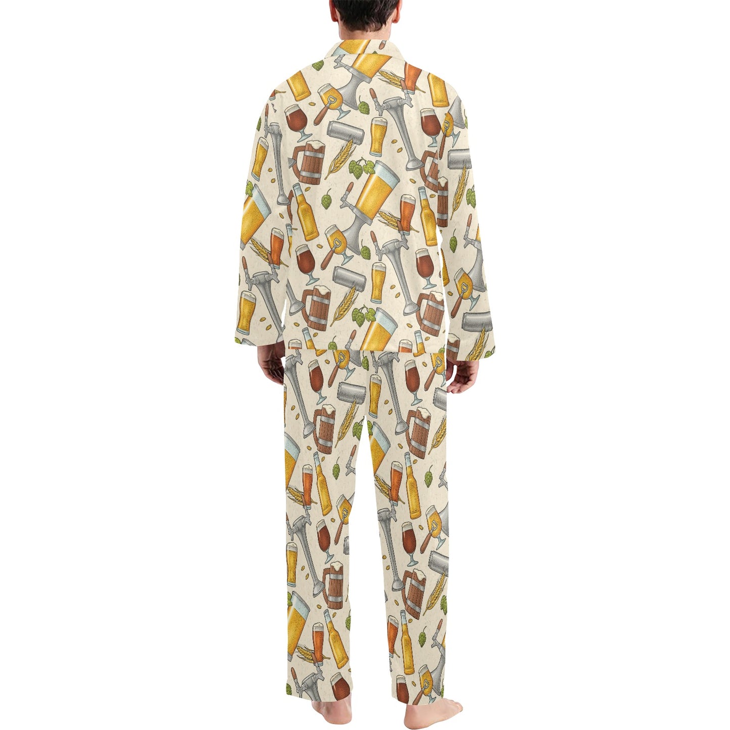 Beer Pattern Print Design 05 Men's Long Pajama Set