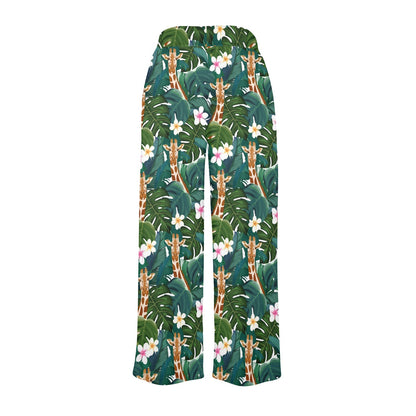 Giraffe Jungle Design Print Women's Wide Leg Lounge Pants