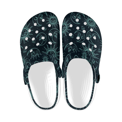 Sun Moon Magic Design Themed Print Unisex Clogs Shoes