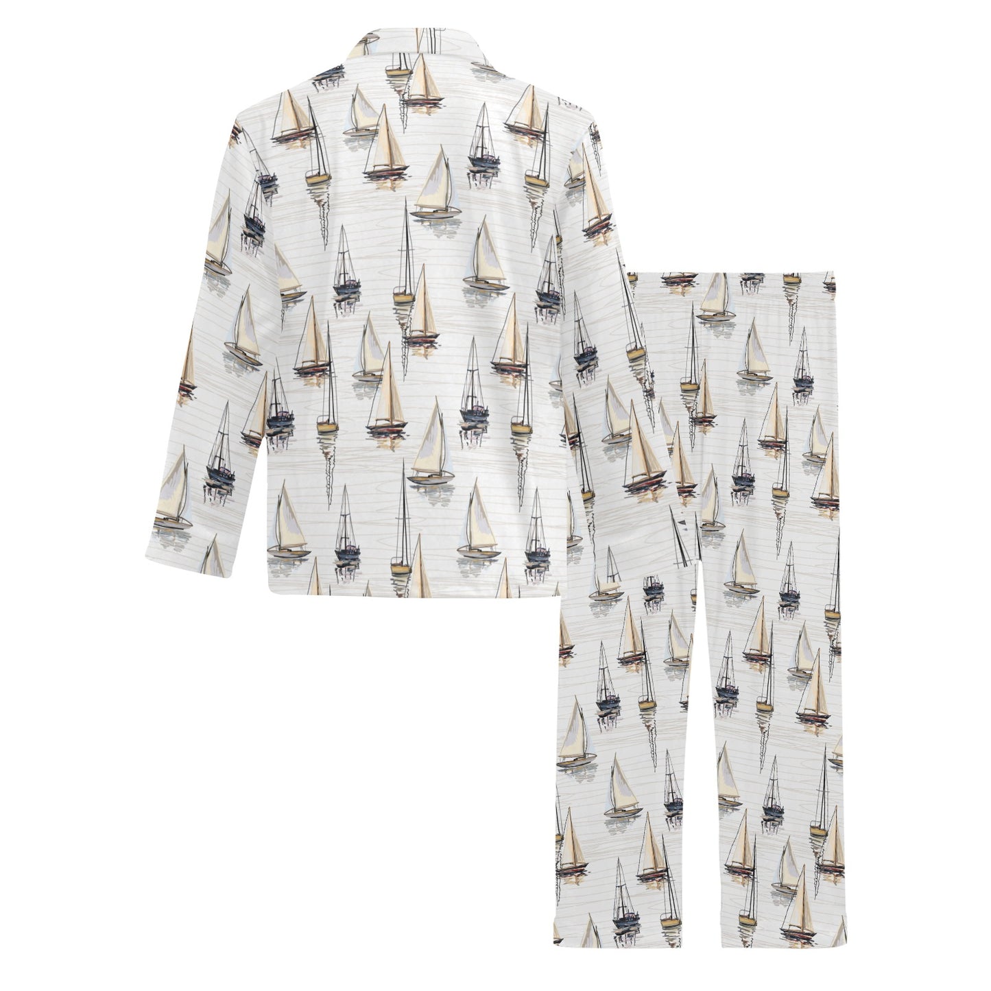 Sailboat Paint Pattern Print Design LKS307 Men's Long Pajama Set