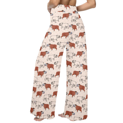 Bulldogs Pattern Print Design 04 Women's Wide Leg Lounge Pants