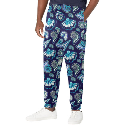 Beach Seashell Blue Print Men's Casual Track Pants