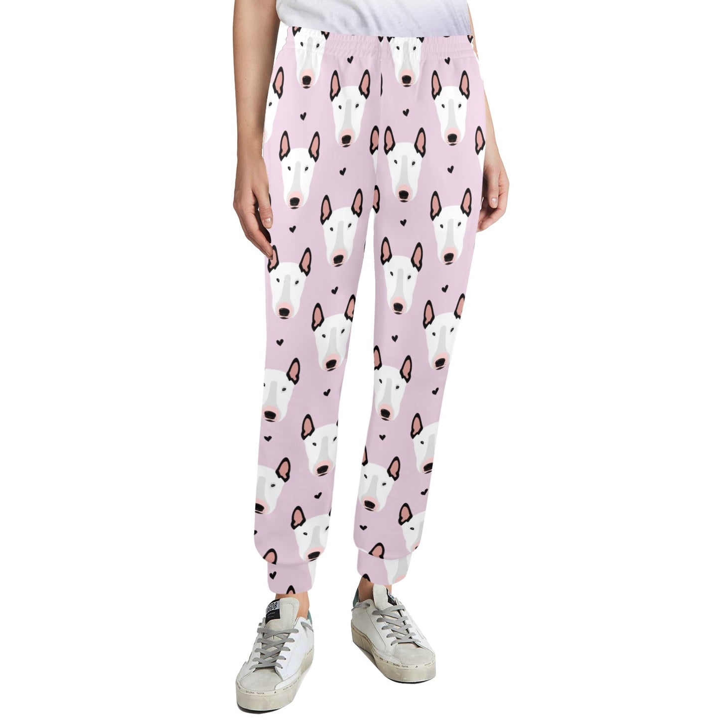 Bull Terrier Pink Print Pattern Women's Casual Track Pants