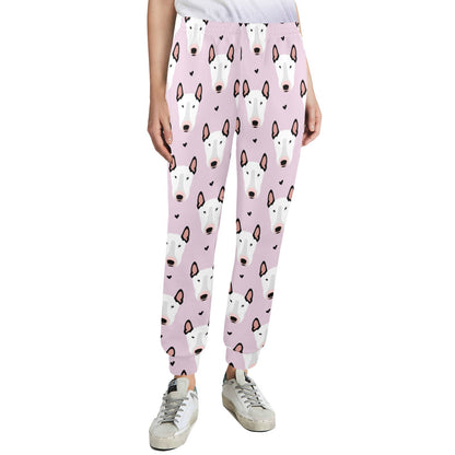 Bull Terrier Pink Print Pattern Women's Casual Track Pants
