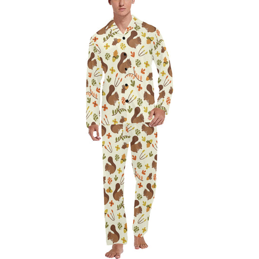 Squirrel Print Design LKS3010 Men's Long Pajama Set