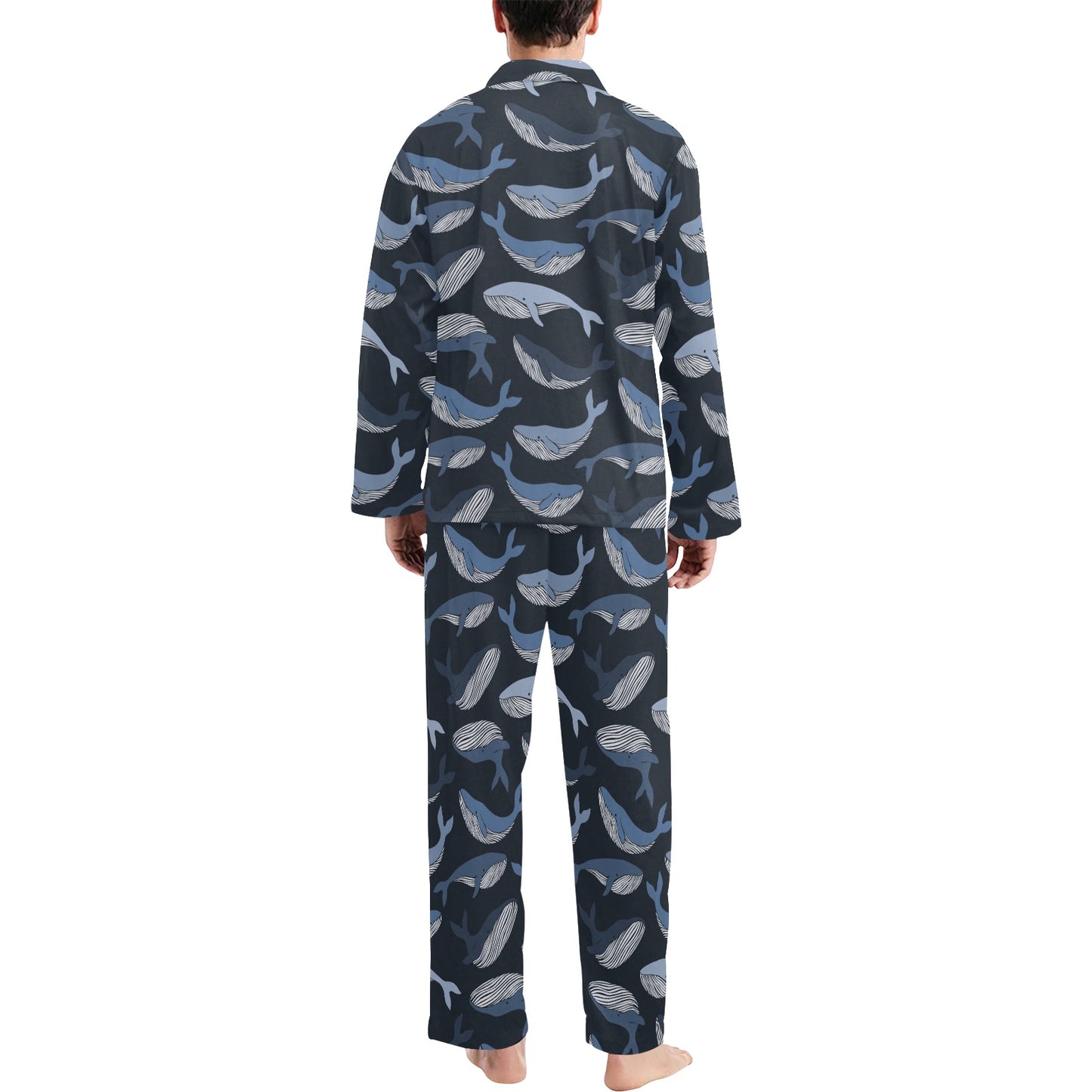 Whale Print Design LKS301 Men's Long Pajama Set