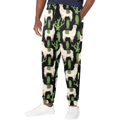 Llama Cactus Pattern Print Design 011 Men's Casual Track Pants