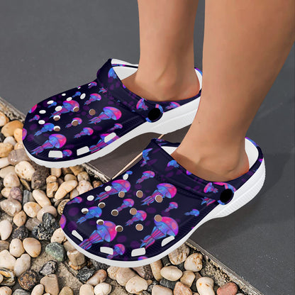 Jellyfish Neon Print Unisex Clogs Shoes