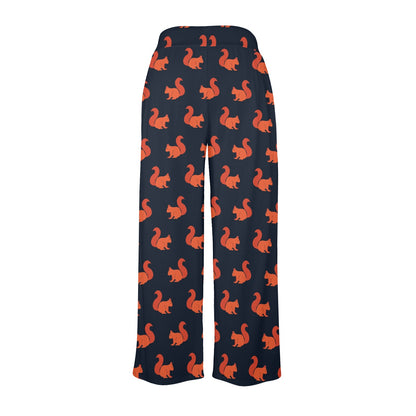 Squirrel Print Design LKS306 Women's Wide Leg Lounge Pants