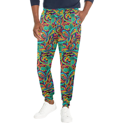 Psychedelic Trippy Floral Design Men's Casual Track Pants