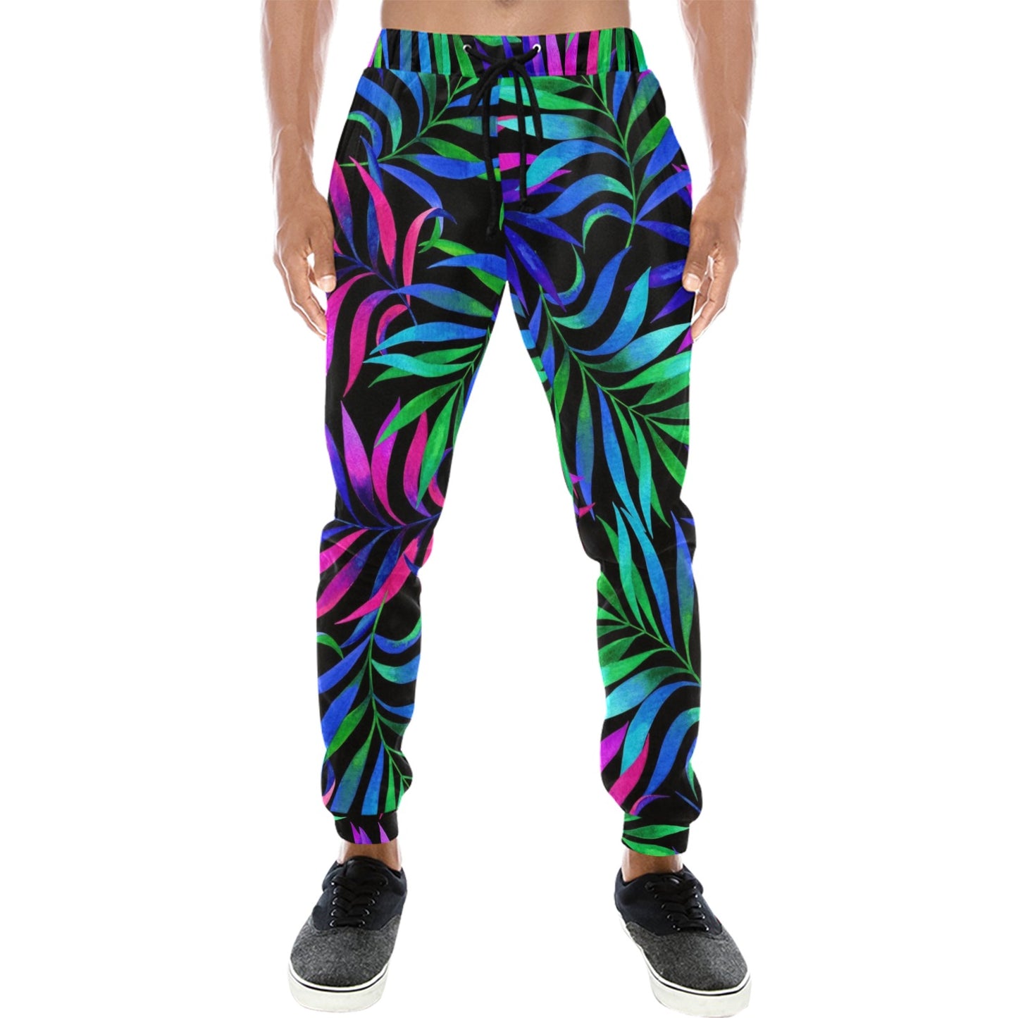 Tropical Flower Pattern Print Design TF010 Men's Sweatpants