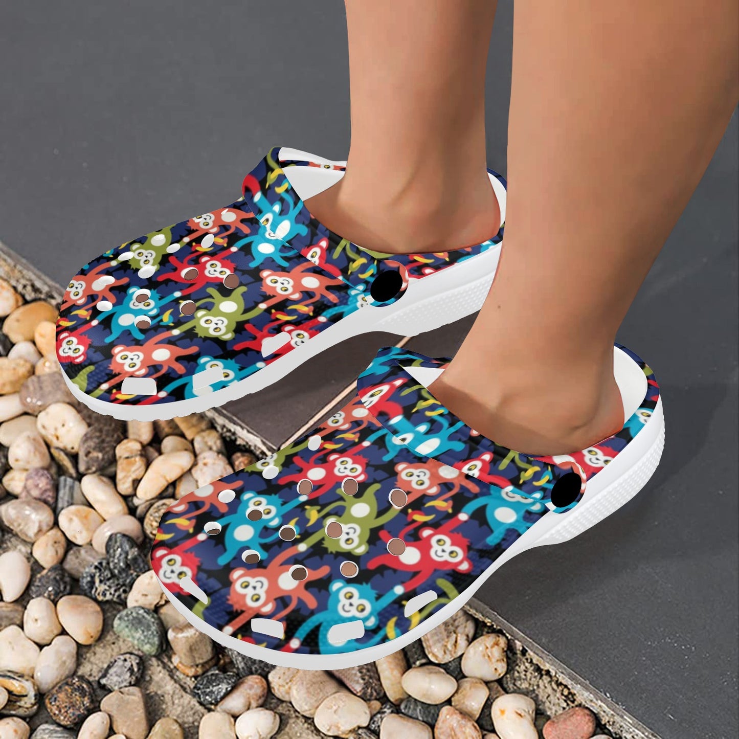 Monkey Colorful Design Themed Print Unisex Clogs Shoes