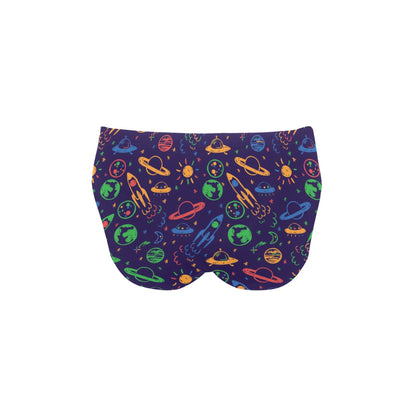 UFO Space Rocket Print Design LKS302 Men's Swimming Briefs
