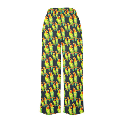 Lovebird Pattern Print Design 01 Women's Wide Leg Lounge Pants