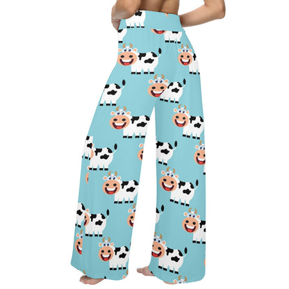 Cattle Cute Pattern Print Design 01 Women's Wide Leg Lounge Pants