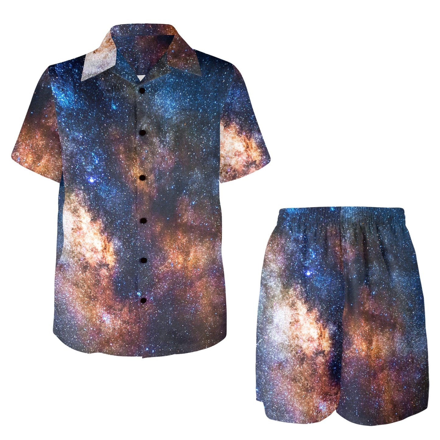 Celestial Milky way Galaxy Men's Beach Shirt and Shorts Set