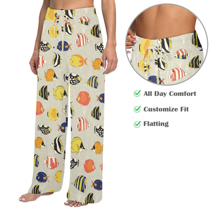 Angelfish Print Design LKS401 Women's Wide Leg Lounge Pants