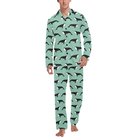 Whale Print Design LKS307 Men's Long Pajama Set