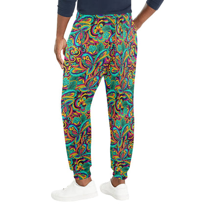 Psychedelic Trippy Floral Design Men's Casual Track Pants