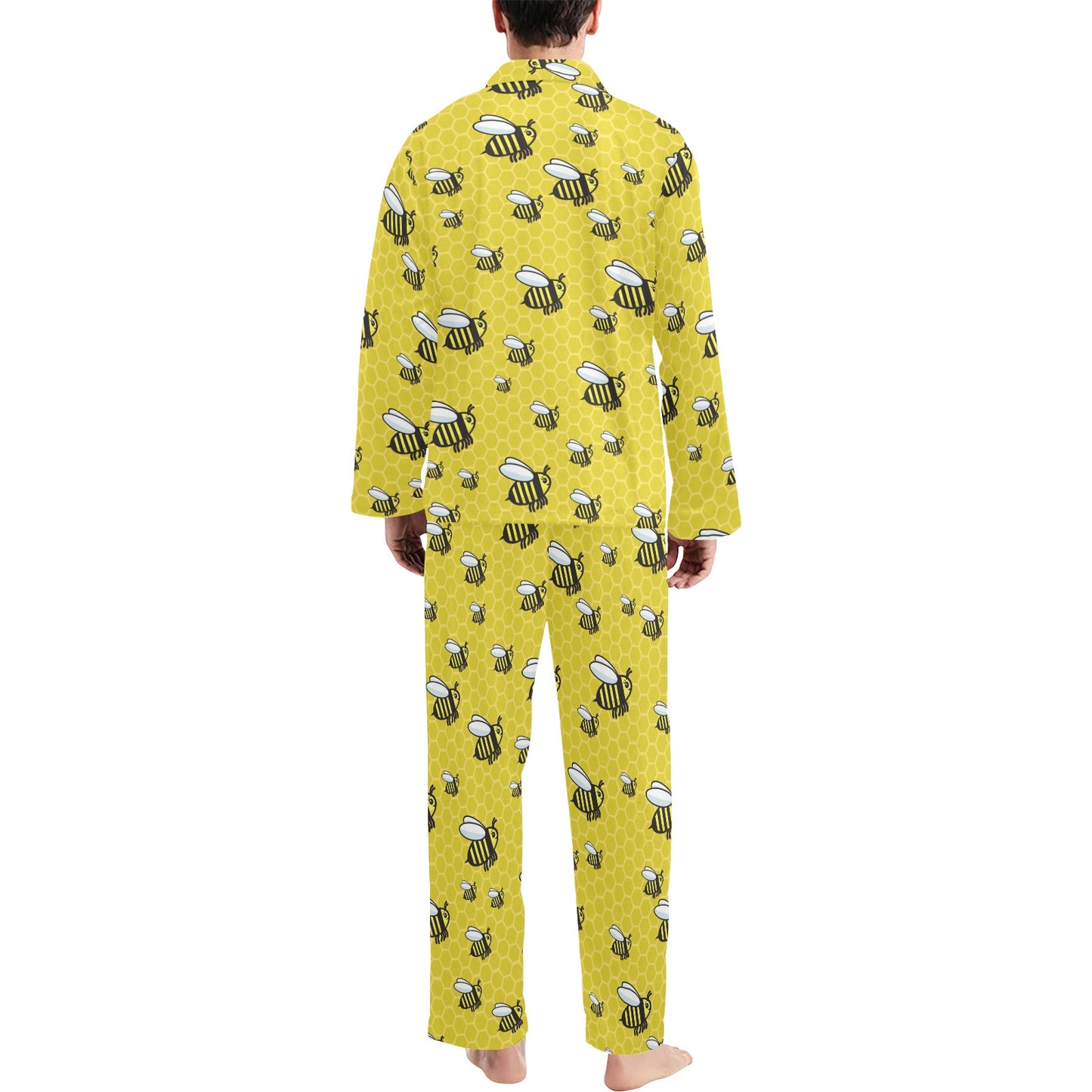 Bee Cute Print Design LKS308 Men's Long Pajama Set