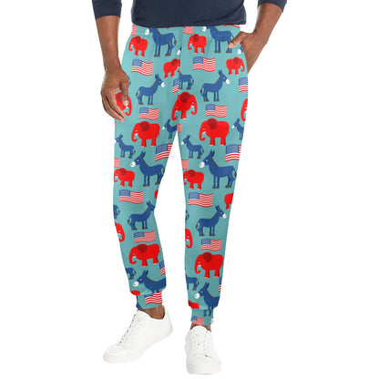 Donkey Red Elephant Pattern Print Design 03 Men's Casual Track Pants