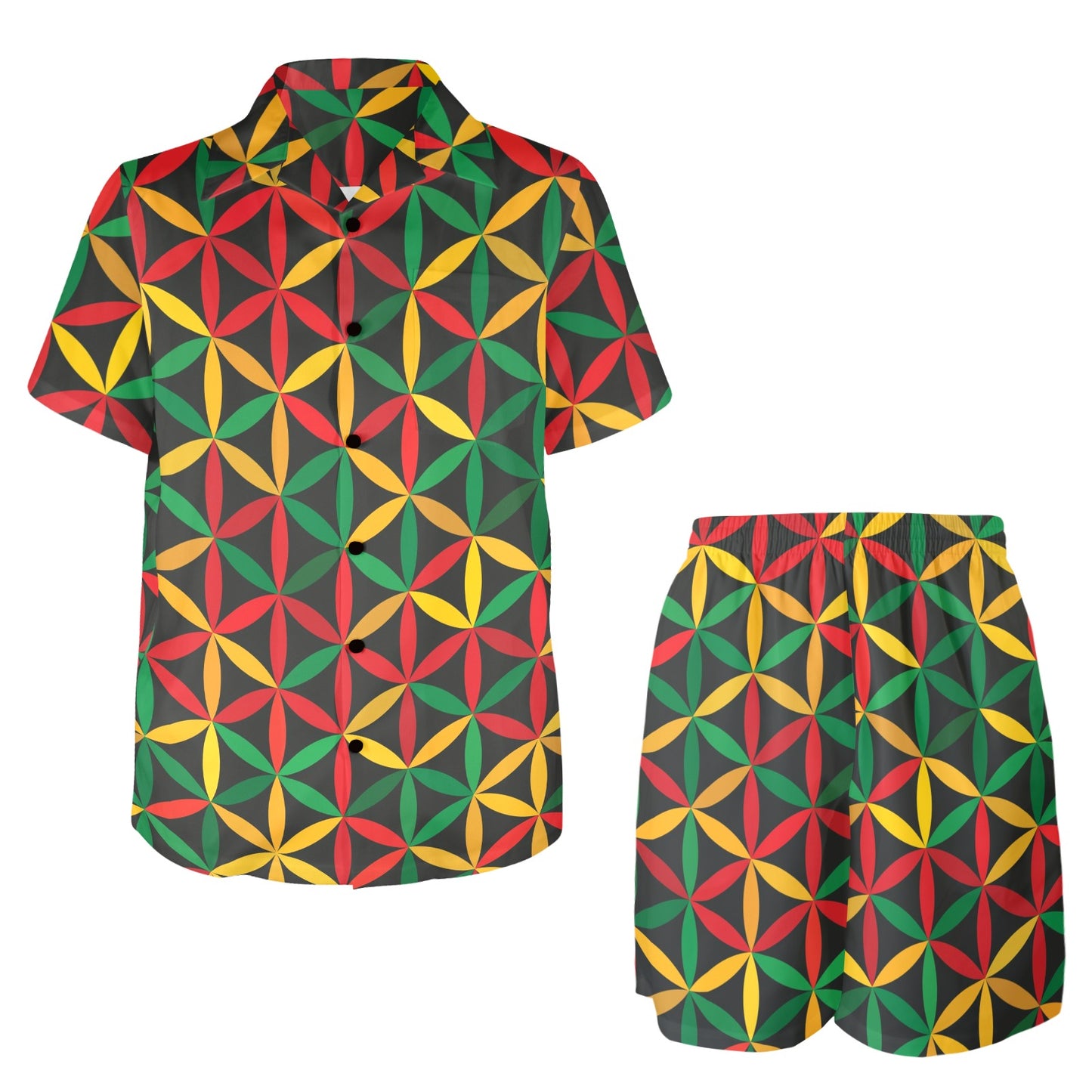 Rasta Pattern Print Design A04 Men's Beach Shirt and Shorts Set