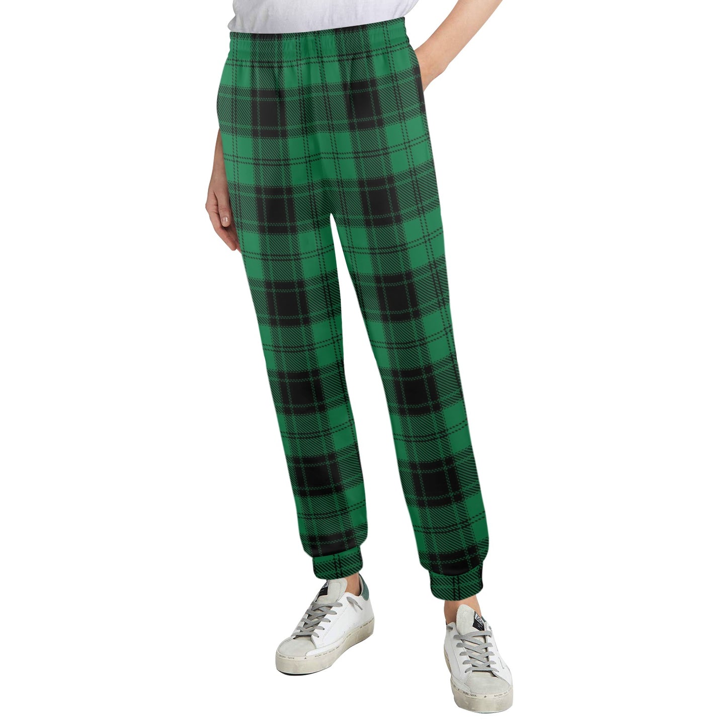 Tartan Green Print Design LKS302 Women's Casual Track Pants