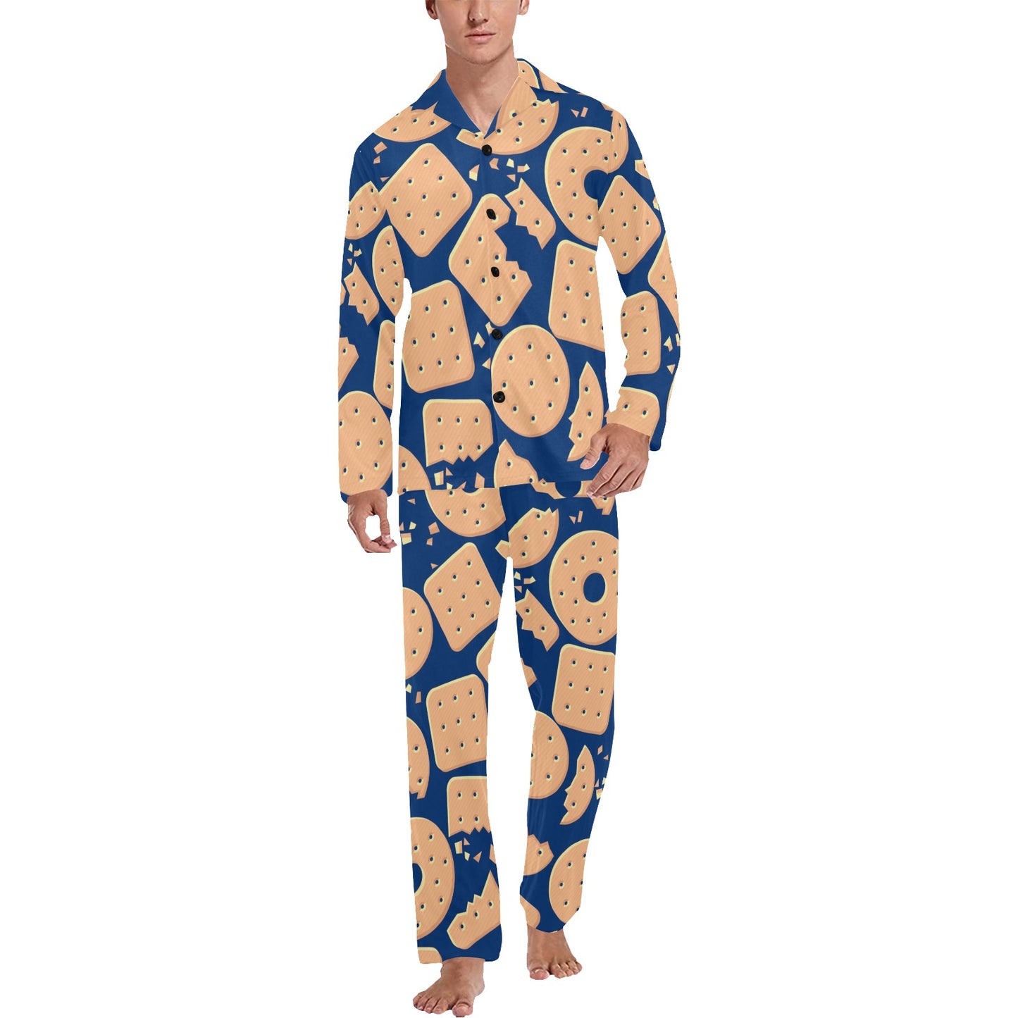 Cracker Pattern Print Design 03 Men's Long Pajama Set