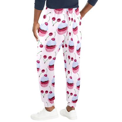 Cherry Cupcake Pink Pattern Men's Casual Track Pants
