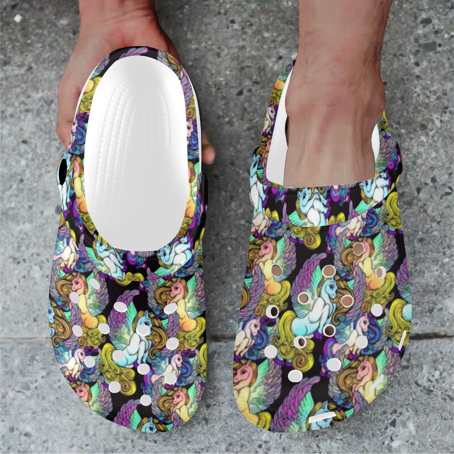 Unicorn With Wings Print Pattern Unisex Clogs Shoes