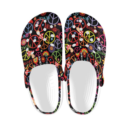 Peace Sign Colorful Design Print Unisex Clogs Shoes