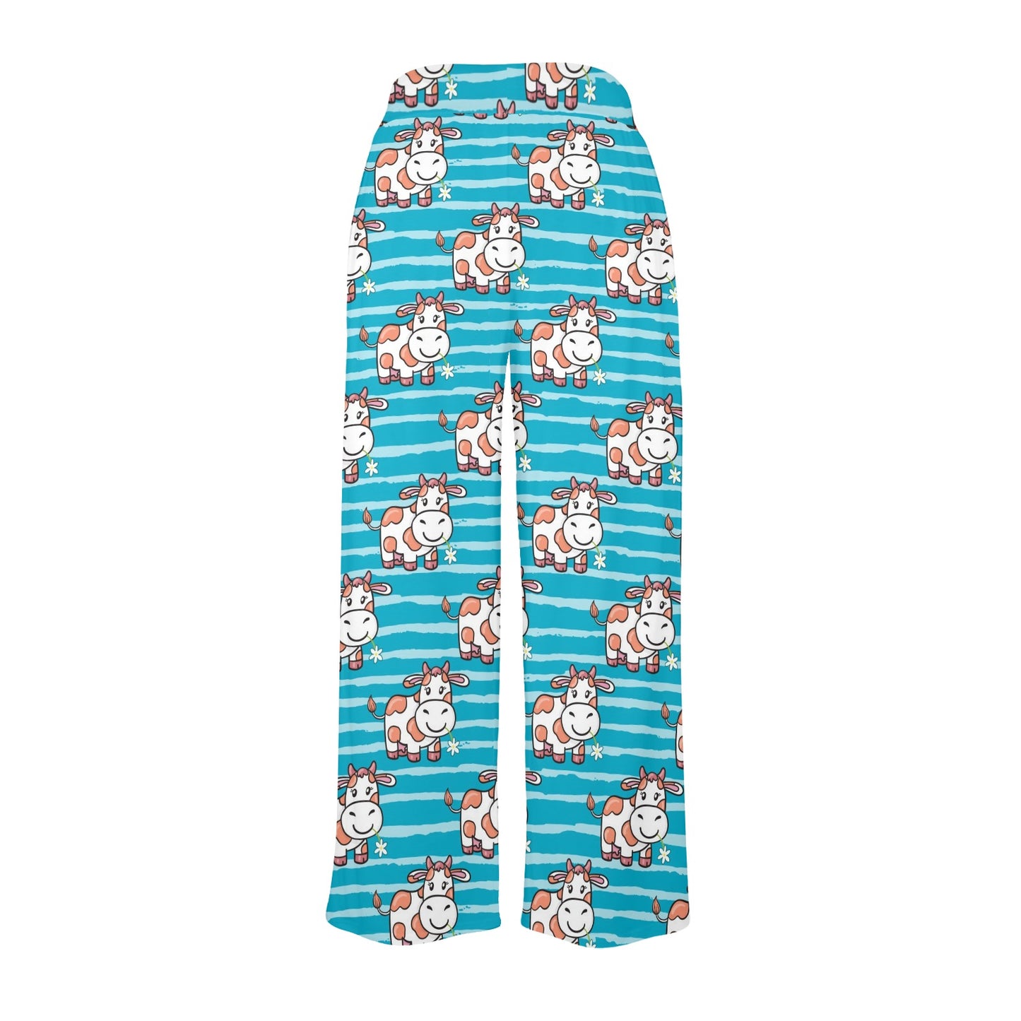 Cow Cute Print Pattern Women's Wide Leg Lounge Pants