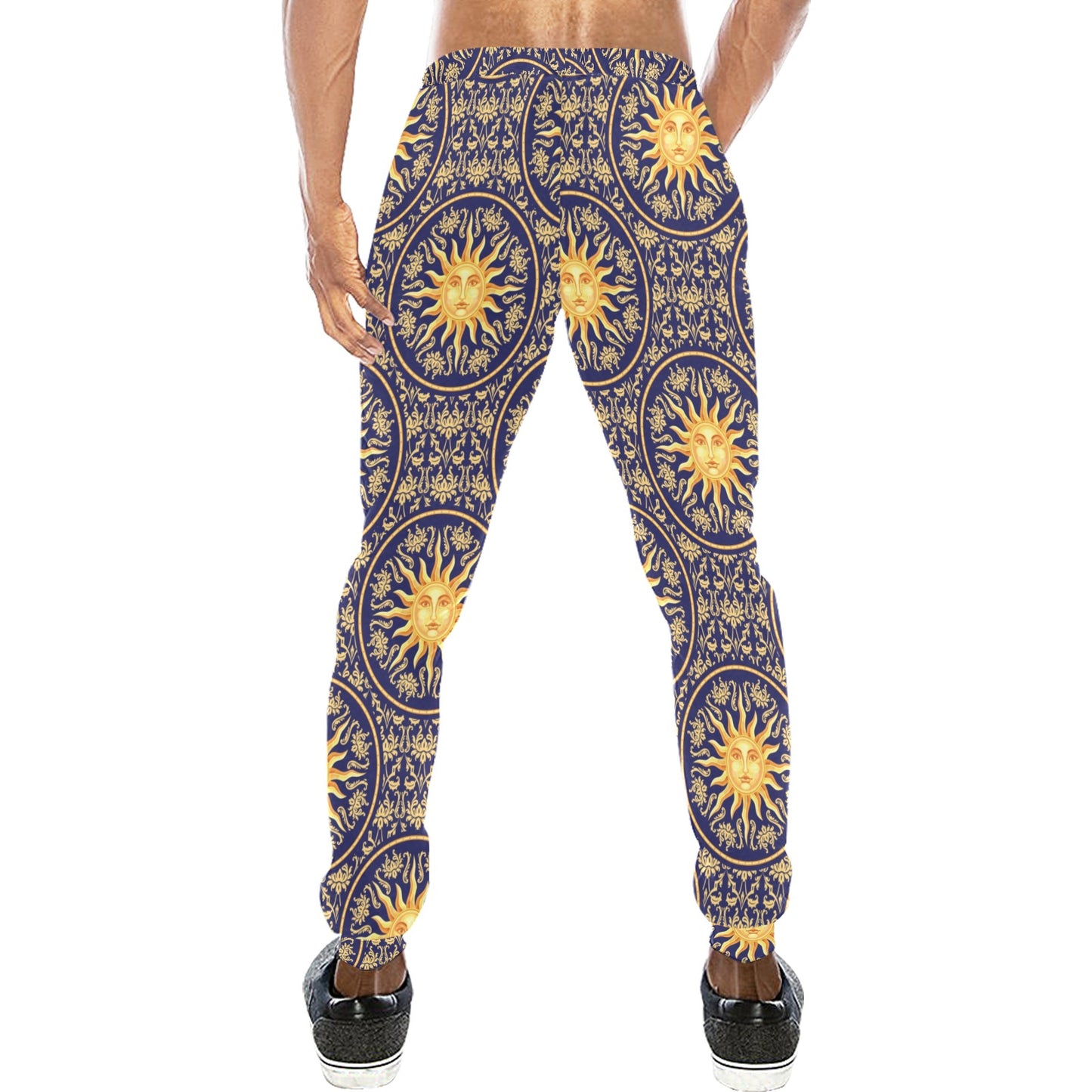 Celestial Gold Sun Face Men's Sweatpants
