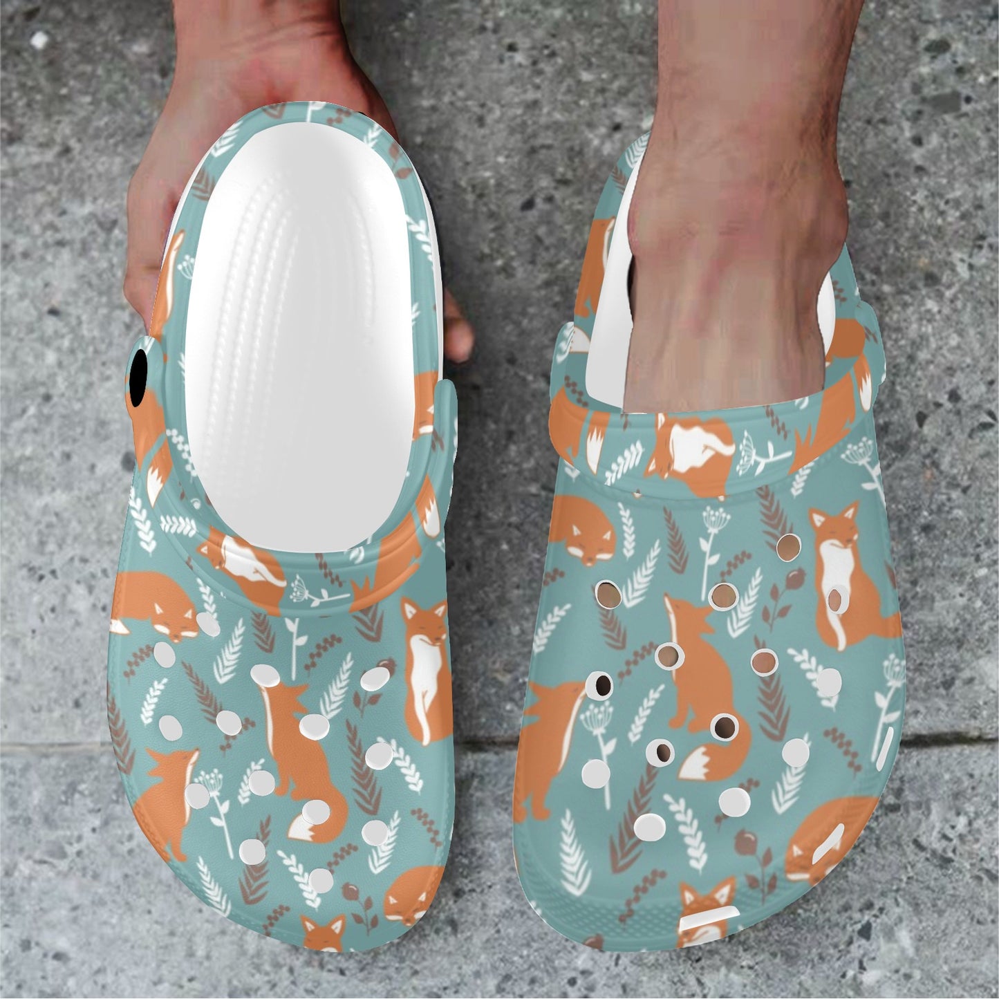 Fox Forest Print Pattern Unisex Clogs Shoes