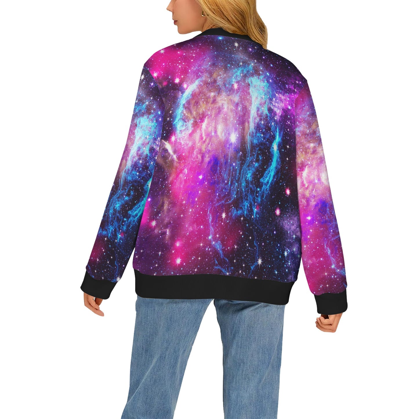 Galaxy Night Purple Space Print Women's Cardigan