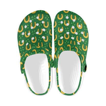 Shamrock Horseshoes Print Pattern Unisex Clogs Shoes