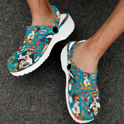 Day of the Dead Old School Girl Design Unisex Clogs Shoes